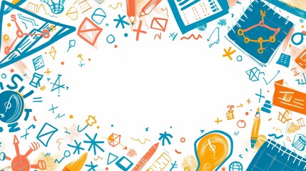 Vibrant and Colorful Education Back to School Background with Creative Elements and School Supplies