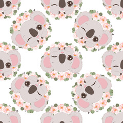 Cute baby animals seamless pattern