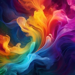 Obraz premium Abstract Rainbow Smoke A mesmerizing swirl of vibrant colors, evoking a sense of fluidity, energy, and artistic expression. The ethereal, abstract composition captures the essence of imagination