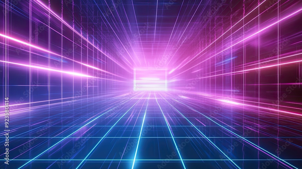 Poster futuristic neon grid background with glowing lines and a techy vibe.