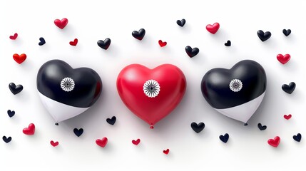 Heart-Shaped Balloons with Indian Flag Colors Celebrating India Independence Day