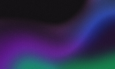 Purple, blue and green abstract color gradient with noise or grain. Wave pattern grunge smooth background design