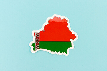 Belarus Map with National Flag Design on Light Blue Background