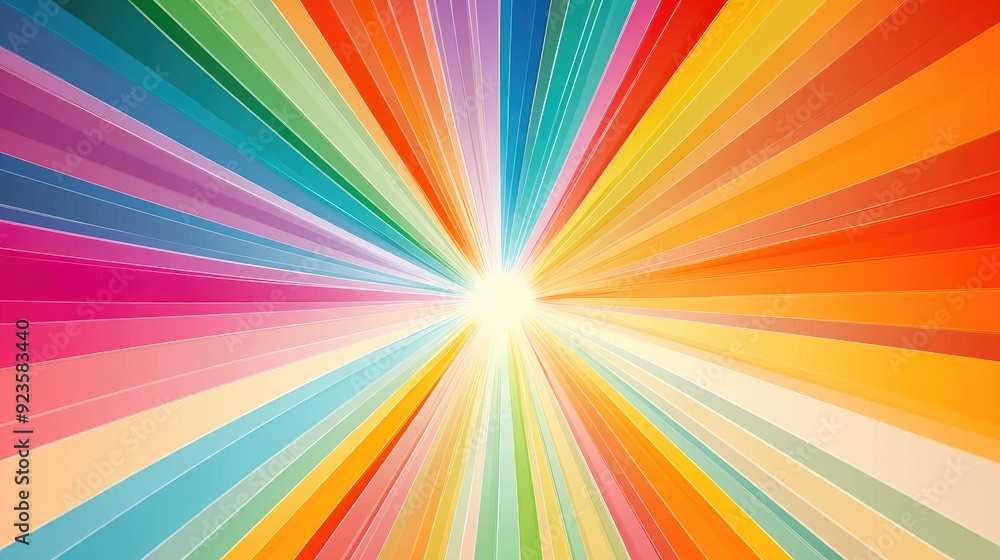 Poster starburst pattern background with radiating lines in bright colors