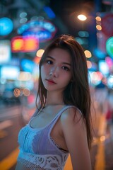 Young and Confident Hong Kong Street Style Girl: Embracing Trendy Gen Z Fashion and Modern Urban Culture. Capturing the Essence of Youthful Beauty and Self-Assurance in the Heart of Hong Kong’s Vibran