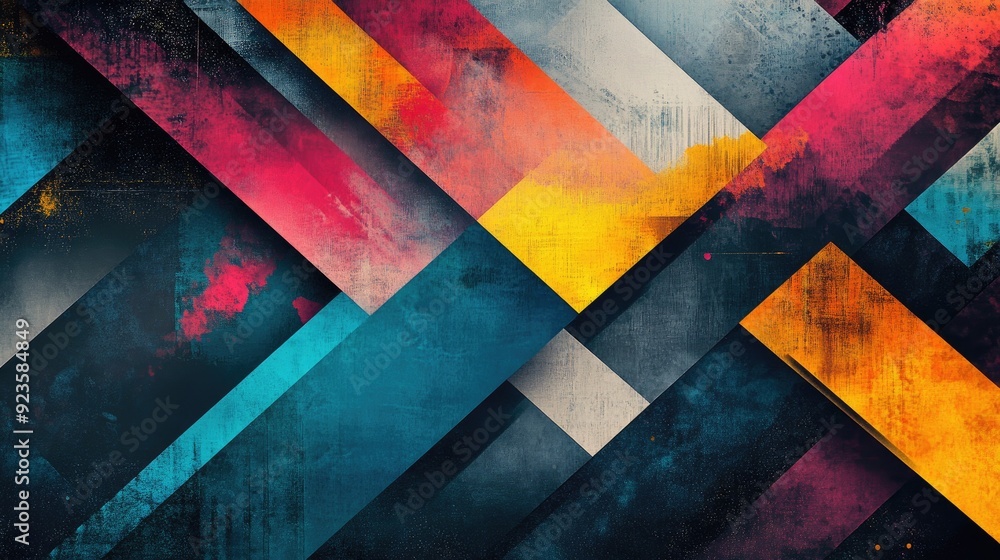 Poster abstract geometric pattern with vibrant colors, perfect for a dynamic background