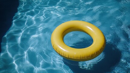 Bright Yellow Pool Float in Water