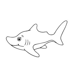 Line sketch, outline of a small shark. Vector graphics.