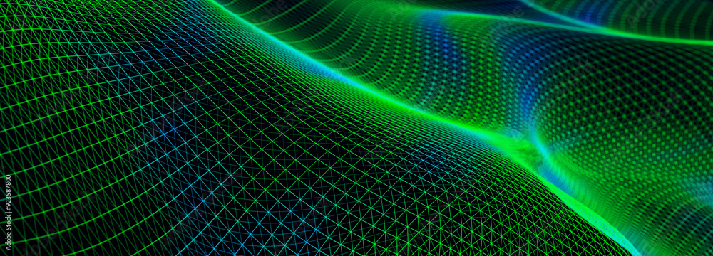 Poster abstract illustration with connected dots and lines. digital network background. the concept of scie