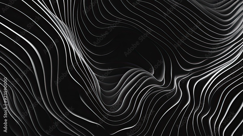 Poster a minimalistic black and white abstract pattern, ideal for a sleek and modern computer screen.