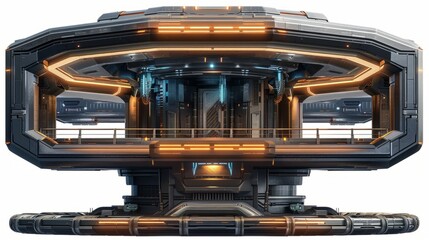 Obraz premium Futuristic spacecraft interior design with illuminated features and sleek architecture