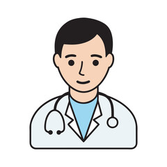 Doctor Icon flat style male. Doctor logo. For Mobile and Web.