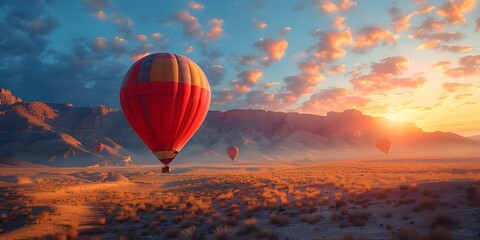 Obraz premium Hot Air Balloons Over the Skies of Turkey: A Travel and Lifestyle Concept. Capturing the Adventure and Beauty of Aerial Exploration, Symbolizing Freedom and the Joy of Experiencing New Horizons.