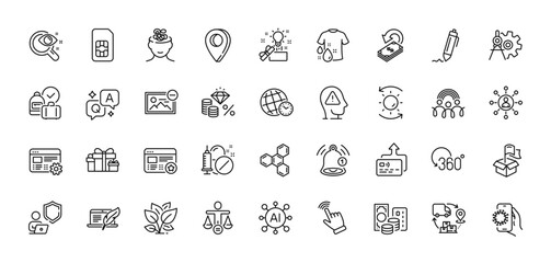 Leaf, Mental health and Medical drugs line icons pack. AI, Question and Answer, Map pin icons. Shield, Ethics, Inclusion web icon. Vision test, Cashback, Full rotation pictogram. Vector