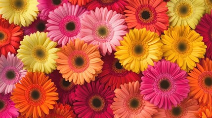 A seamless background of colorful gerbera daisies, symbolizing cheerfulness and joy.