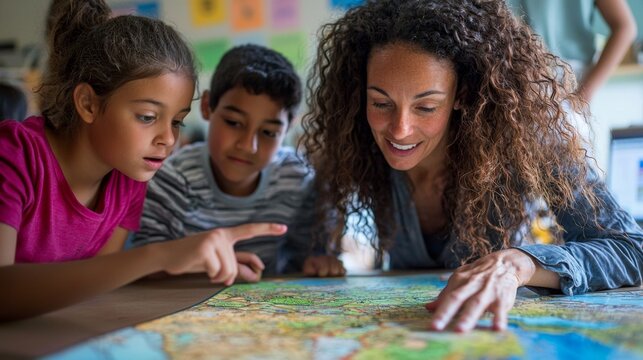 Teacher and Students Studying - Powered by Adobe