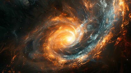 Stunning spiral galaxy illuminated by vibrant orange and blue hues