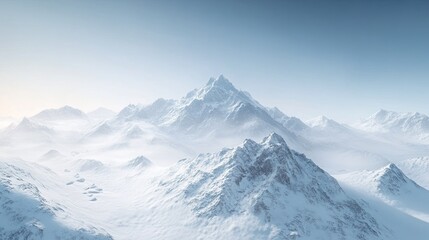 Obraz premium A serene and snowy mountain landscape with a clear sky, ideal for a winter-themed computer wallpaper.
