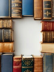 Back to School Frame Background with Vintage Books for Educational and Academic Themes