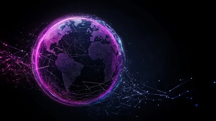Obraz premium Digital Earth: Glowing Globe with Network Connections 