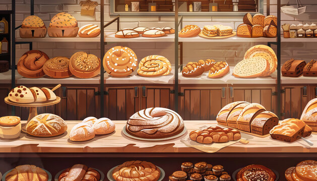 Bountiful Bakery: Freshly Baked Delights for Every Palate - Step into a bakery wonderland with the aroma of freshly baked bread and pastries filling the air.