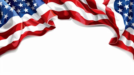 Patriotic Frame Border Background for Labor Day Celebrations with American Flags and White Space
