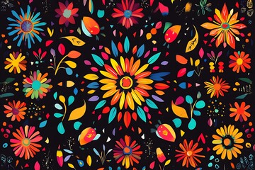 Fototapeta premium National hispanic heritage month banner with tropical flowers. 