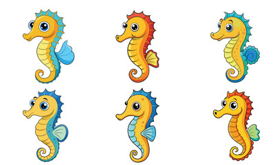Illustration set of cute seahorse vector. © DesignPro