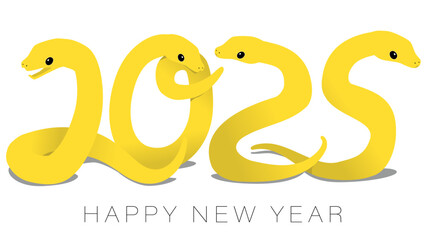 令和7年 巳年年賀状 へび文字で描く2025年 