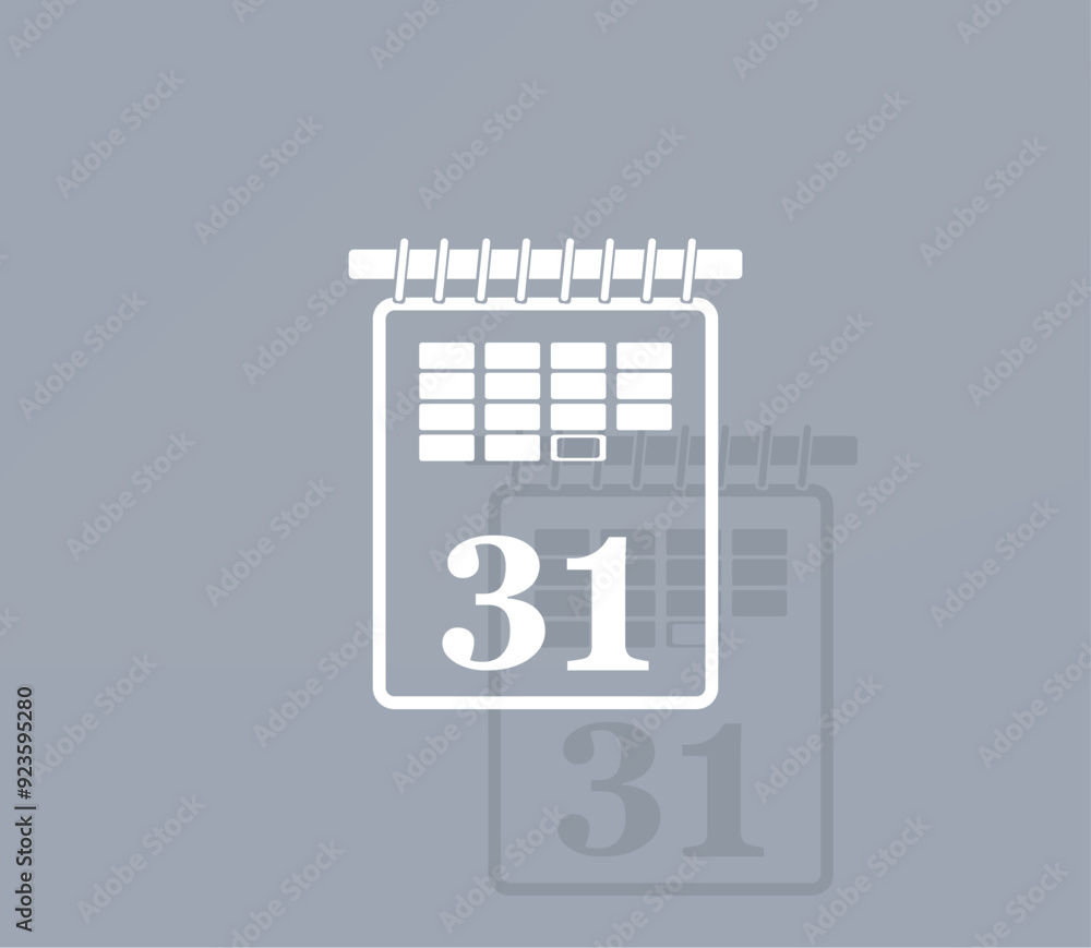 Poster vector icon of white color with shadow on gray background