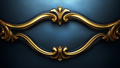 Golden Ornate Frame on a Dark Blue Background
