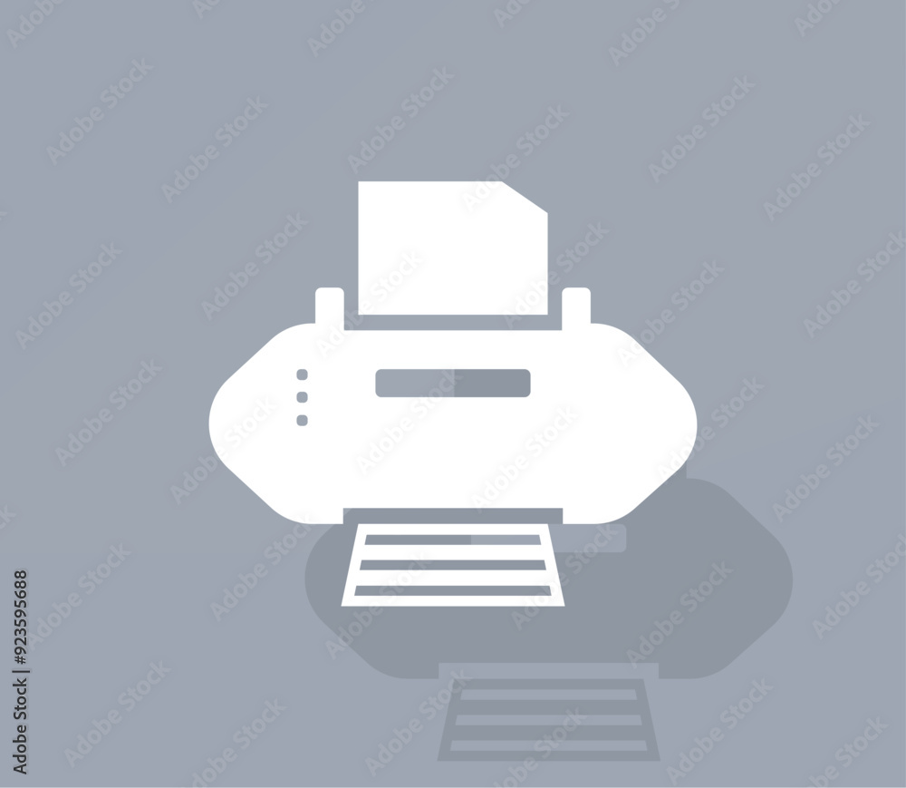 Poster vector icon of white color with shadow on gray background