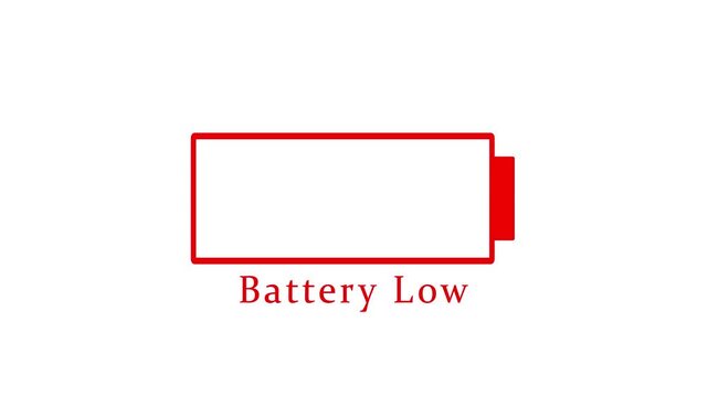Low battery power indicator animation on a white background.