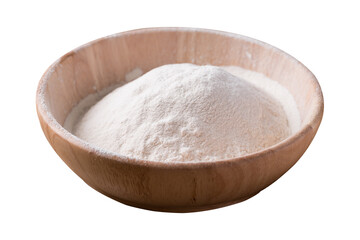 Wheat flour in wooden bowl
