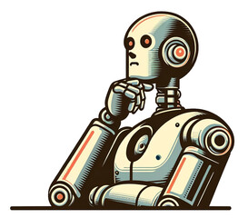 考えるロボットのイラスト