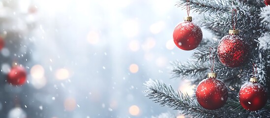 Obraz premium Christmas background with white snowflakes elements, New Year concept