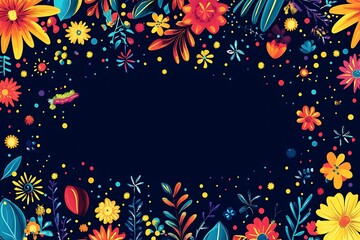 National hispanic heritage month banner with tropical flowers. 