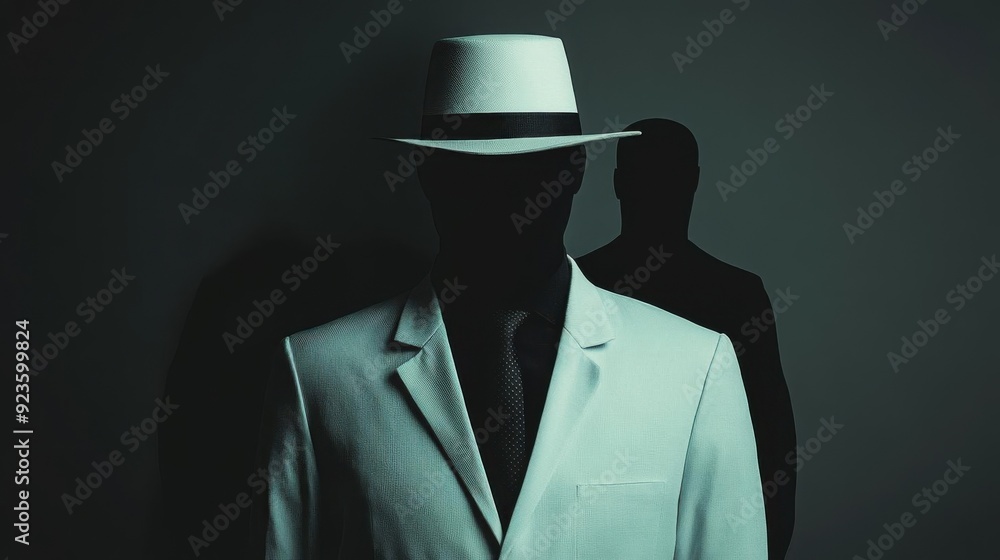 Poster ethical hacker in a lab coat contrasting with black hat figure in the background