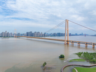 Summer scenery of Hongshan River Beach in Wuhan
