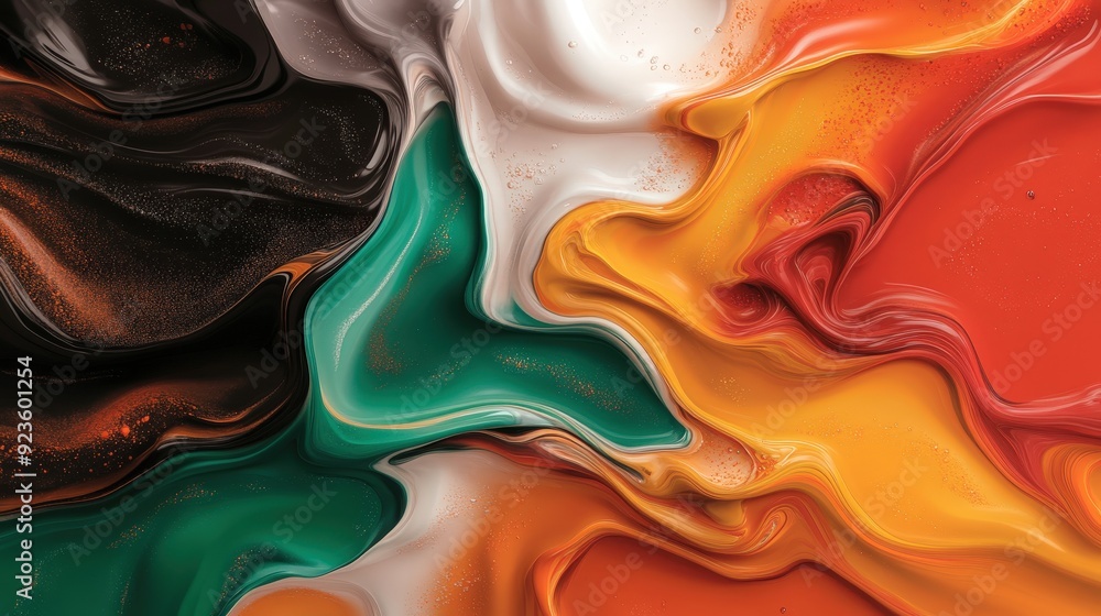 Poster a colorful explosion of swirling colors blends harmoniously, creating an artistic representation of 