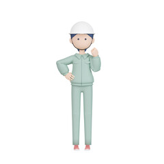 3DCG｜安全第一で頑張るヘルメットを被った作業服の女性
