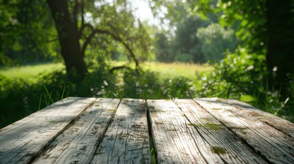 The weathered wooden table