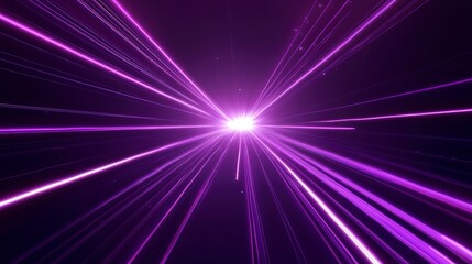 Obraz premium Purple neon light streaks radiating from the center on a dark background, Generative ai
