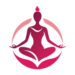 Meditating woman with om symbol and lotus