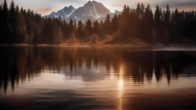 pleso Strbske lake Slovakia Sunset mountain