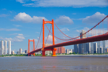 Wuhan Yingwuzhou Yangtze River Bridge scenery