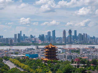 Fototapeta premium Summer scenery of Yellow Crane Tower Park in Wuhan