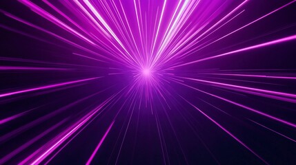 Purple neon light streaks radiating from the center on a dark background, Generative ai