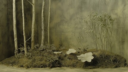 Misty Forest with Birch Trees and Soft Light