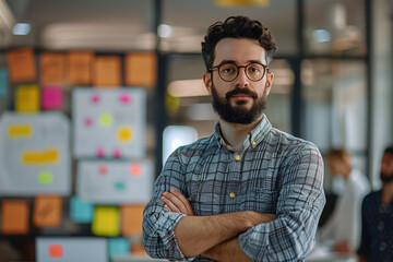 Obraz premium Young business employee working in modern office 